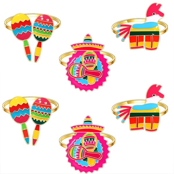 JERTOCLE Servilletero, juego de 6 servilleteros del Cinco de Mayo,