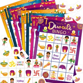 ceiba tree Diwali Bingo Game Cards Happy Diwali Bingo 24 Players for Kids Classroom Party Supply