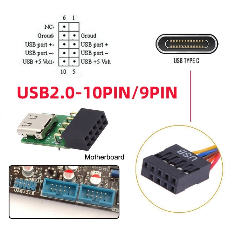 xiwai USB 2.0 Internal 9 Pin 10 Pin Header to