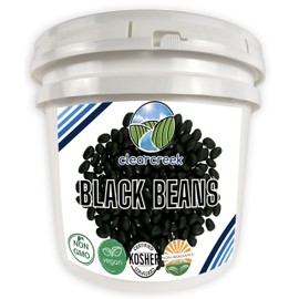 CLEAR CREEK Black Beans | 25 LBS | Emergency Food Storage Bucket | Non-GMO | Vegan | Bulk