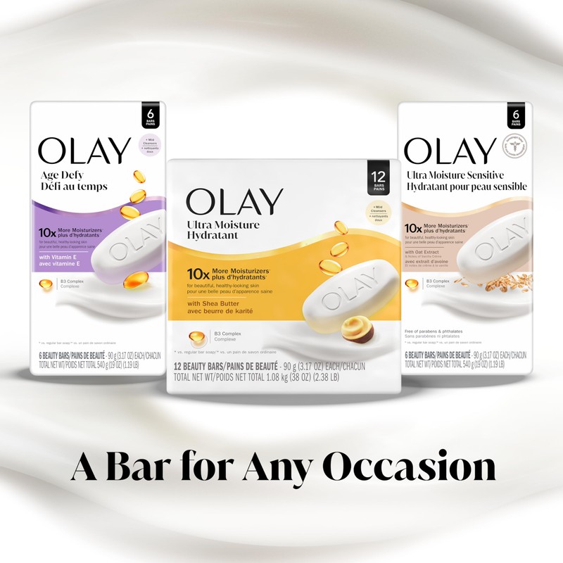 Olay Beauty Bar, Ultra Moisture,10x More Moisturizers, Nourishing Conditioners, Smooth