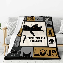 Cat Blanket Black Cat Throw Blanket Soft Fleece Flannel Bedding Cat Gifts for Women Men Boys Girls Lovers Adults Lovers Stuff Plush for Couch Sofa Bed Room Decor 40"X50"