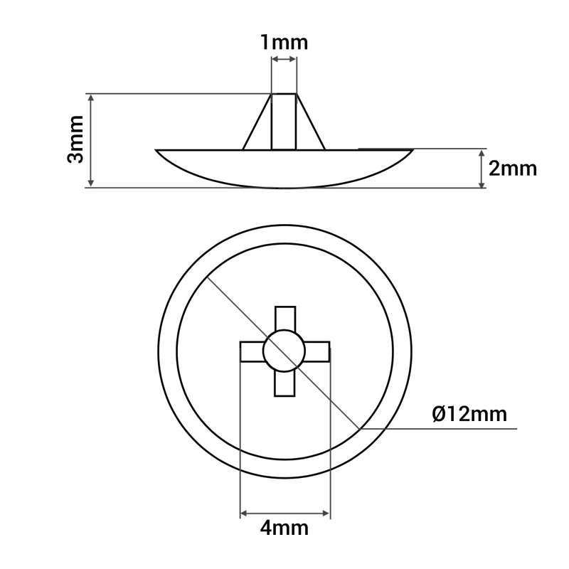 Pack of 50 Pozidriv Screw Lids 12mm Diameter Pozidriv Head