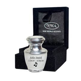 Music Lover Cremation Keepsake Urn with Velvet Box, Multiple Colors