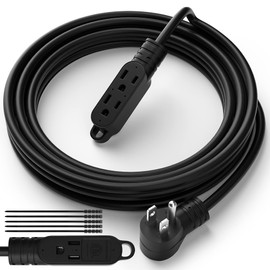 Cable de extensión de alimentación de 3 puntas con múltiples salidas de 4 pies, cable de 3 tomas de calibre 16/3, enchufe macho en ángulo de 90 grados, cable a tierra de 16 AWG (13A 125V 1625W),
