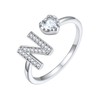Silvora 925 Sterling Silver Heart Initial Rings for Women CZ