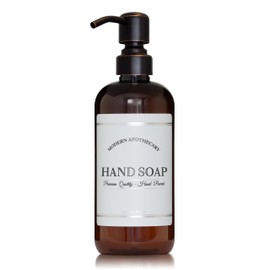 Artanis HomeRefillable Amber PET Plastic 16 oz Hand Soap Bottle with Oil Rubbed Bronze Pump Dispenser - Chrome Accent Waterproof Labeled Botte