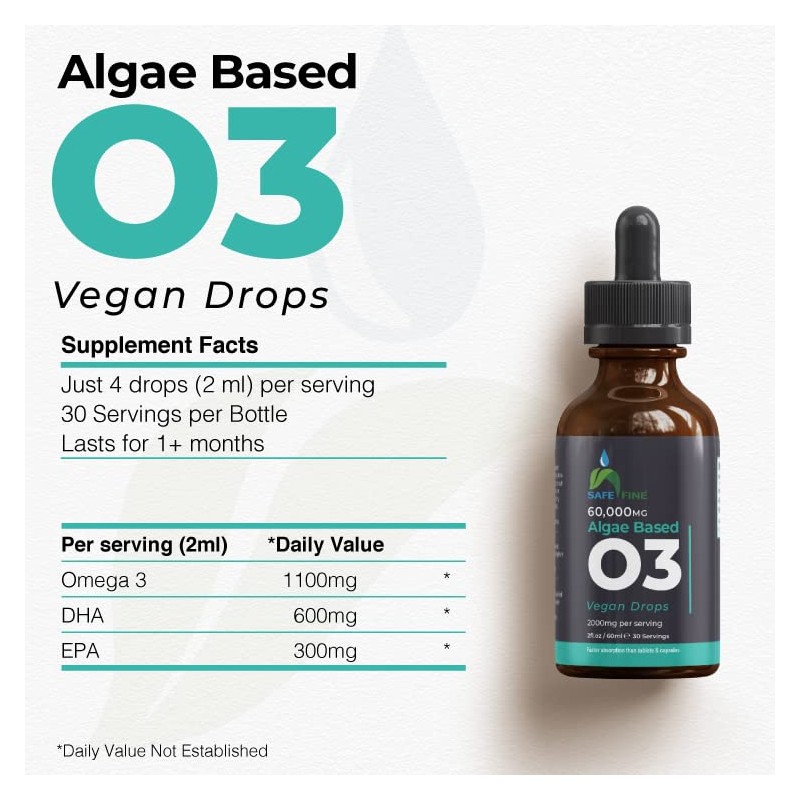 safefine SafeFine Omega 3 Liquid Vegan Drops - DHA from