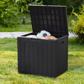 OLILAWN 50 Gallon Waterproof Deck Box, Durable Resin Storage Box for Patio Furniture Cushions Garden Tools and Outdoor Delivery Storage, Black