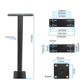 Strg Fish Finder Mount Extension Arm with Rectangle Plate for Boat, Aluminum Alloy Long Arm Kayak Marine Electronic Mounts Compatible with RAM Mount Ball Mounts and Fish Finders