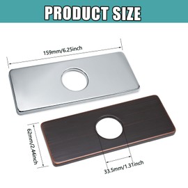 Murtenze 6 Inch Sink Faucet Hole Cover Deck Plate, Oil Rubbed Bronze Escutcheon Faucet Plate, Stainless Steel Faucet Hole Cover for Kitchen Bathroom Sink 1 Hole or 3 Hole 4 Inch Centerset, 1 Pack