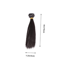 Gogogmee 5Pcs Black Straight Hair Doll Wigs for Diy Craft Projects Heat Resistant Synthetic Weft Hair Extensions for Home and School Activities