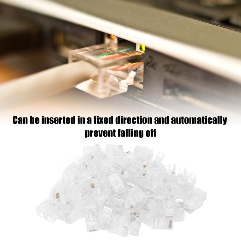 100Pcs TF2005A 8P8C RJ45 Connector CAT6 Unshielded Ethernet Crystal Head