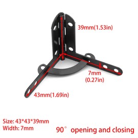 DGHAOP 2pcs 90 Degree Folding Support Hinge 39x43mm Jewelry Small Box Quadrant Hinge for Jewelry Wine Wooden Box