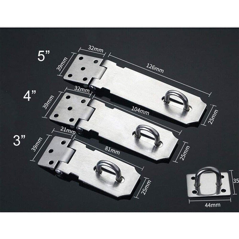 3" Black Heavy Duty Secure Door Latch Hasp and Staple
