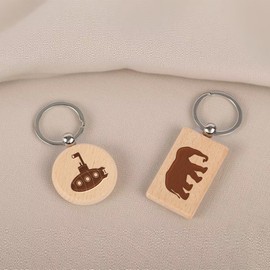 Marsred Wooden Key Ring Blank DIY – 24 Pieces, 3.2 cm x 5.2 cm – Blanks for Painting & Engraving – for Crafts, Gifts, Keychain, Decoration