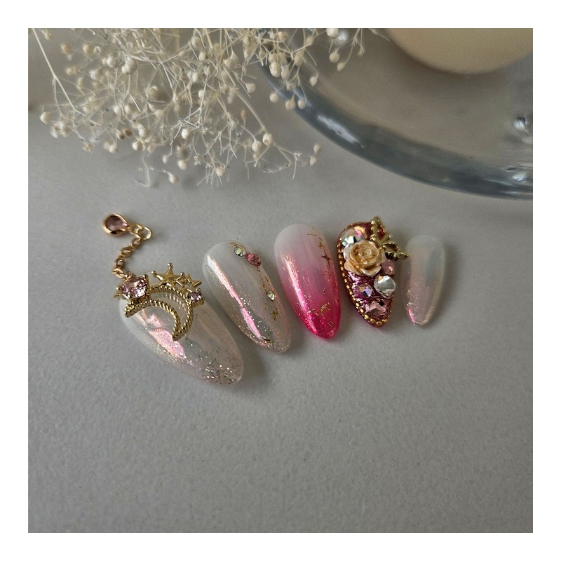 Light Rose Moon Handmade Nail Tips - Ballerina M /