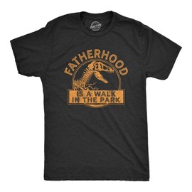 Mens Fatherhood is A Walk in The Park T Shirt Funny Fathers Day Dinosaur Movie Graphic Tee Funny T Shirts Dad Joke Apparel for Men Cool Dinosaur Short Black XL