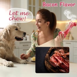 LosFong Tough Bone Dog Chew Toys for Aggressive Chewers, Bacon Flavor Indestructible Dog Toy for Medium & Large Breeds, Durable Chew Toys to Keep Them Busy, Reduce Boredom, Teeth Cleaning