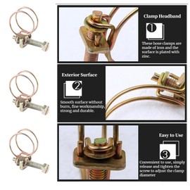 Hilitand 10 Pcs Double Wire Hose Clips, Adjustable Stainless Steel Hose Clamps, Adjustable Double Wire Water Hose Barb Clamp, Pipe Clip, Hoop Plumbing Fastener(21mm-25mm)