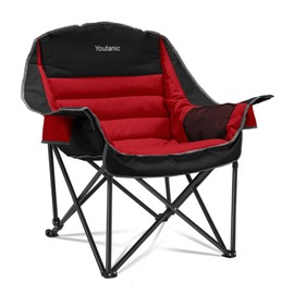Youtanic Oversized Camping Chair, Portable Folding Camping Chairs with Side Pocket, Cup Holder and Carry Bag, Heavy Duty Outdoor Camping Chairs for Adults, Fishing, Sports, Trip, up to 400lbs, Style 5