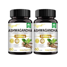 Royavita Ashwagandha, 60 capsules, a combined supplement of Ashwagandha with Vitamin B6 and Vitamin B12 for Stress Relief, Mental Relaxation and Sleep Support.-5:_2 bottle of 120 Capsules