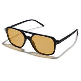 VANLINKER Retro Vintage 70s Aviator sunglasses for women men Yellow Orange Tinted Lens