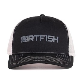 Realtree Fishing Richardson Mesh Back Trunker Hats and Caps for Men (RTFISH Logo | Black)