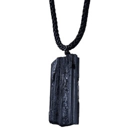 Black Tourmaline Stone Real, Healing Stone Necklace Pendant, Black Tourmaline Chain Pendant, Natural, Natural Chain, Negra Cotton Band, Stone Pendant for Use and Clothing Decoration, Stone