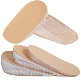 Olukssck 1 Pair Gel Height Shoe Insoles Raiser, Invisible Insoles, Heel Lift, Elastic Shock Absorption Heel Cushion, 3 Heights for Men and Women (S for Women, Size: 3 cm, Khaki)