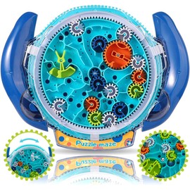 Maze Puzzle Games for Kids Ages 4-8 Educational Toys for Kids Mind Puzzles for Kids,Brain Teasers Gravity Ball Game for Kids,Labyrinth Game Marble Maze with Two Steel Marbles (Blue)