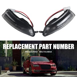 WF-AUTO Clear LED Wing Side Mirror Blinker Turn Signal Lamps for Chrysler 300 2011-2023
