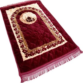 Prayer Rug Muslim Prayer Mat Islamic - Very Thick Prayer Rug Sajadah for Men Women with Islam Prayer Beads for Eid Travel Ramadan, Soft and Luxury (RED)