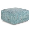 SIMPLIHOME Nate 20 Inch Boho Square Pouf in Patterned Teal