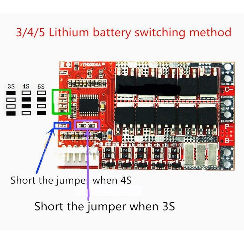 5S 50A w/Balance 3.7V 18650 Lithium Battery Cell PCB BMS