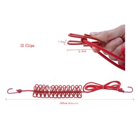 GKONGU Elastic Washing Line Portable Camping Travelling Household Clothes line-Red