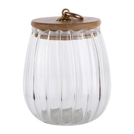 Pokinge Glass Canister, Clear Glass Storage Jar Food Container Case with Lid Round Seasoning Pot Spice Can Household Coffee Bean Organizer(Round Jar)