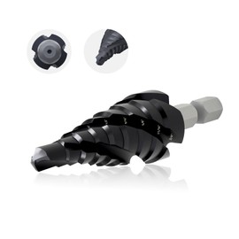 GSTK Pro Max 1/4" - 3/4" Four Spiral Flute Cobalt Step Drill Bit, Impact Ready, for Metal, Stainless Steel, Aluminum, Wood, Plastic with 1/4" Hex Shank