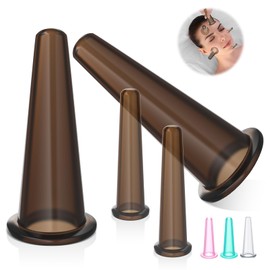 Threlaco 4 Pcs Facial Cupping Set Silicone Massage Cups Vacuum Cupping Cups for Face and Eye Cupping Massage Cups Facial Cupping Sets Facial Care, Anti Aging Beauty Tool for Face Eyes(Black)
