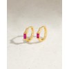 YoTreasure Lab Created Ruby Gold Vermeil Over 925 Silver Hoop