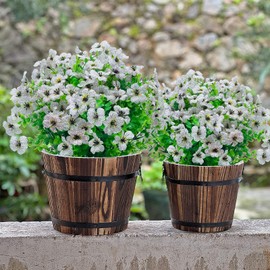 NOV FIRE Artificial Flowers for Outdoors UV Resistant 20 Bundles Fake Outdoor Plants Plastic Flower Shrubs No Fade Faux Plant Stems Home Inside and Outside Decor(White)