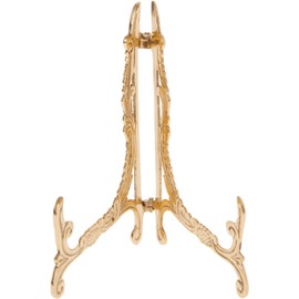 Bard's Ornate Hinged Brass Plate Stand, 7.5" H x 5" W x 5.5" D (For 5" - 10" Plates), Pack of 3