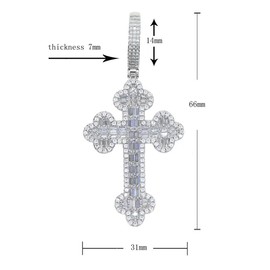 Hip Hop Cross Pendant Necklace for Men Gold Plated Silver Iced Out Bling 5A Cubic Zirconia Classic Rock Jewelry with 24inch Stainless Steel Rope Chain Platinum