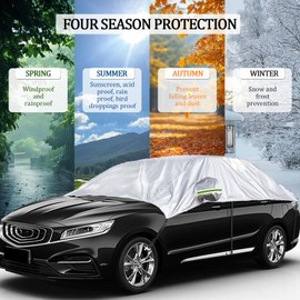HAMTRED Windshield Cover for Ice and Snow，Half Car Cover with Reflective Straps Protector Car Cover Sunroof Cover for Dustproof Sunproof UV Resistant, Protects Front Rear Window Cover(SUV)