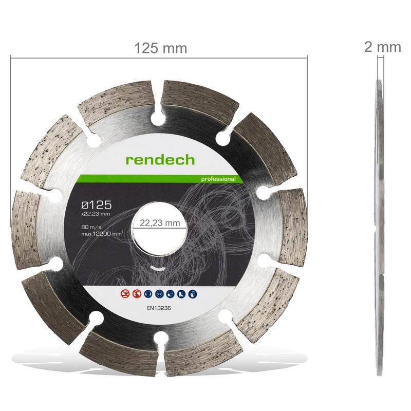 2x Rendech Diamond Disc, 125 Diamond Cutting Disc, 230 Cutting