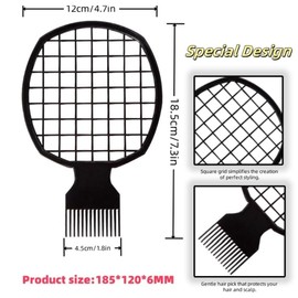 TIKMNO Upgraded 2-Piece Hair Twist Comb Hair Sponge Brush Set - Superior Curl Definition for Men and Women (Black)