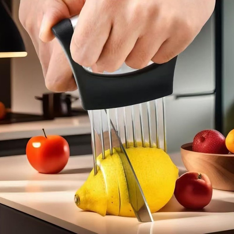 2 Pieces Onion Cutter Holder Onion Cutter Stainless Steel Vegetable