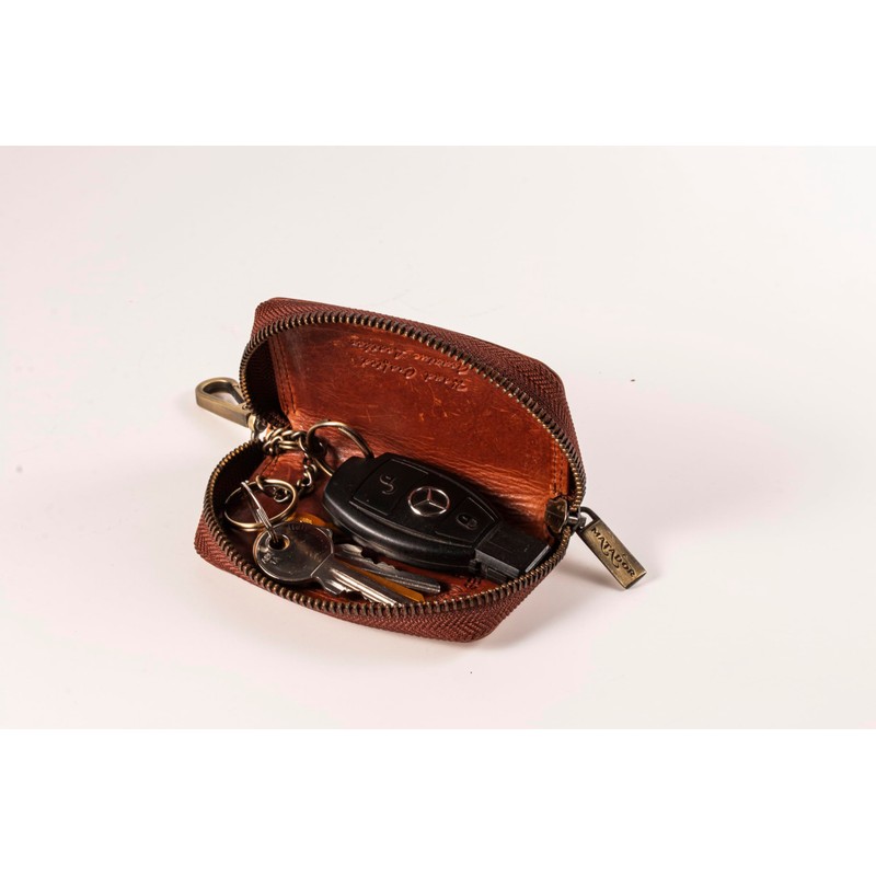 Matador K-65 Genuine Leather Keyring, Printed brown, Elegant