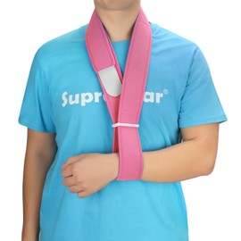 supregear Arm Sling, Adjustable Collar and Cuff Sling Immobilizer Lightweight Neck Support Simple Arm Sling Breathable Medical Shoulder Support for Men Women, One Size Fits All, Pink