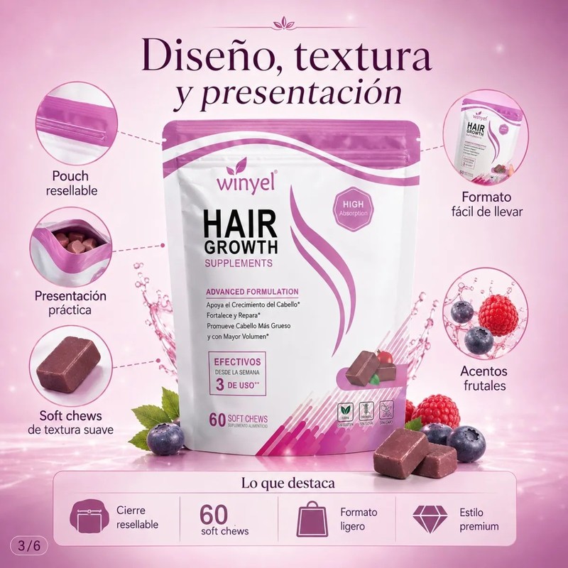Biotina Colágeno Fácil De Tomar 60 Soft Chews Keratina